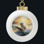 Bichon Frise Beach Surfmalerei Keramik Kugel-Ornament<br><div class="desc">Tauchen Sie ein in die spielerische Welt des Kaninchen-Abenteuers mit diesem faszinierenden Bild. Ein gepflegter Hund geht zu den Wellen und reitet geschickt auf einem sonnengeküssten Strand. Das lebendige Kunstwerk vereint wunderbar das Wesentliche der Erregung am Strand, während der Hund furchtlos auf den Wellen reitet und den Geist von Spaß...</div>