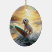 Bichon Frise Beach Surfmalerei Keramik Ornament (Rechts)