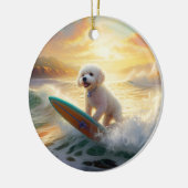 Bichon Frise Beach Surfmalerei Keramik Ornament (Links)