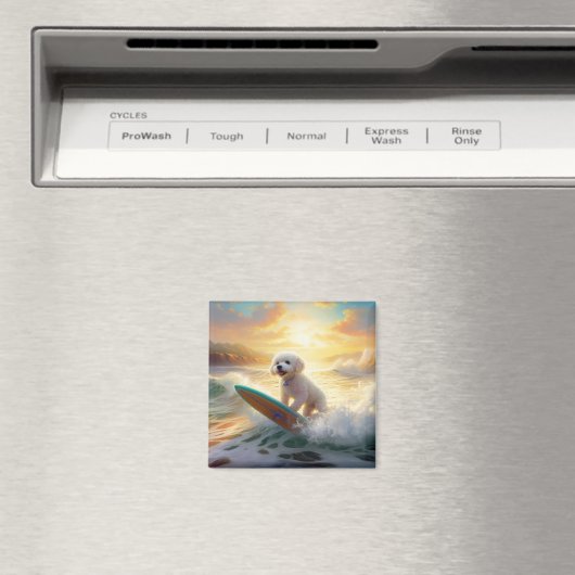 Bichon Frise Beach Surfmalerei Magnet (In Situ (Geschirrspüler))