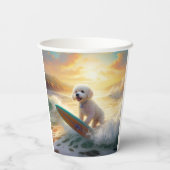 Bichon Frise Beach Surfmalerei Pappbecher (Rückseite)