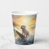 Bichon Frise Beach Surfmalerei Pappbecher (Vorderseite)