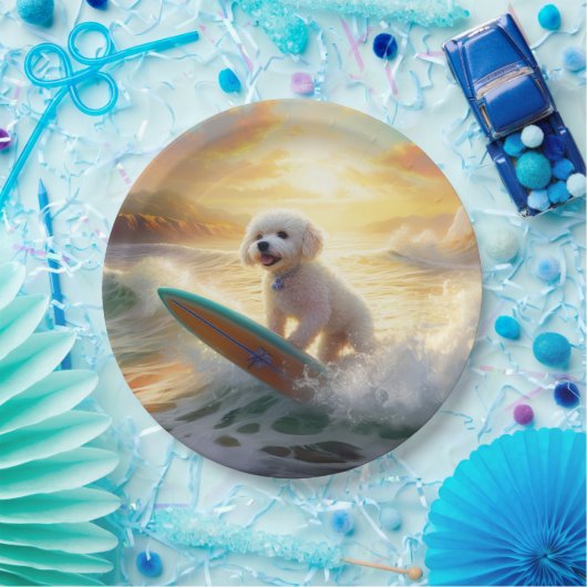 Bichon Frise Beach Surfmalerei Pappteller (Party)