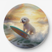 Bichon Frise Beach Surfmalerei Pappteller (Vorderseite)