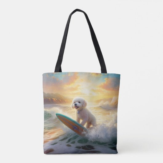 Bichon Frise Beach Surfmalerei Tasche (Rückseite)