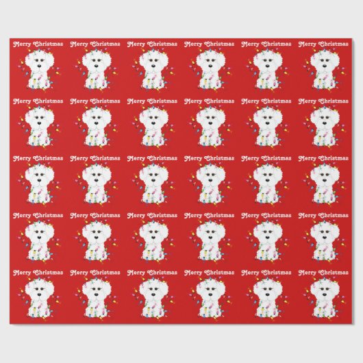 Bichon Frise beleuchtet WeihnachtsPackpapier Geschenkpapier (Flach)