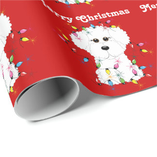 Bichon Frise beleuchtet WeihnachtsPackpapier Geschenkpapier