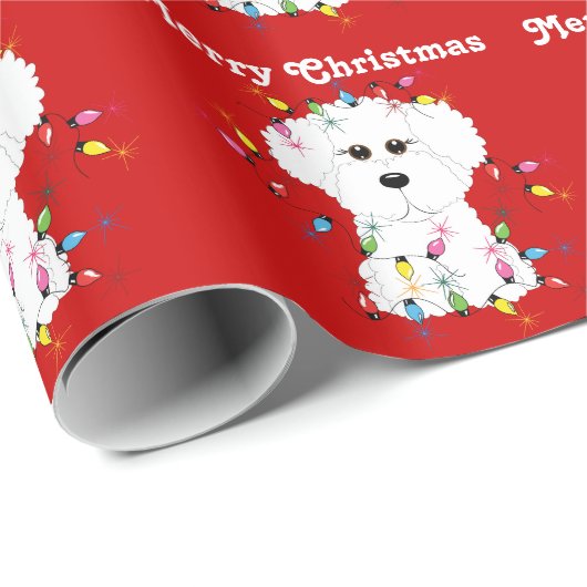 Bichon Frise beleuchtet WeihnachtsPackpapier Geschenkpapier (Rolleneckpunkt)