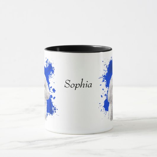 Bichon Frise Blue Abstrakt Background Tasse (Zentrum)