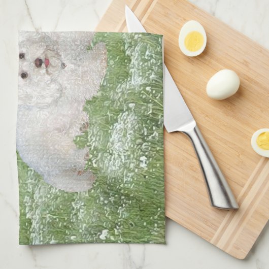 Bichon Frise Bluebonnets Geschirrtuch (Viertel Falte)