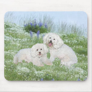Bichon Frise Bluebonnets Mousepad