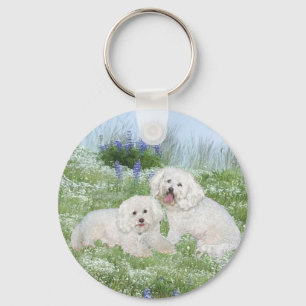Bichon Frise Bluebonnets Schlüsselanhänger