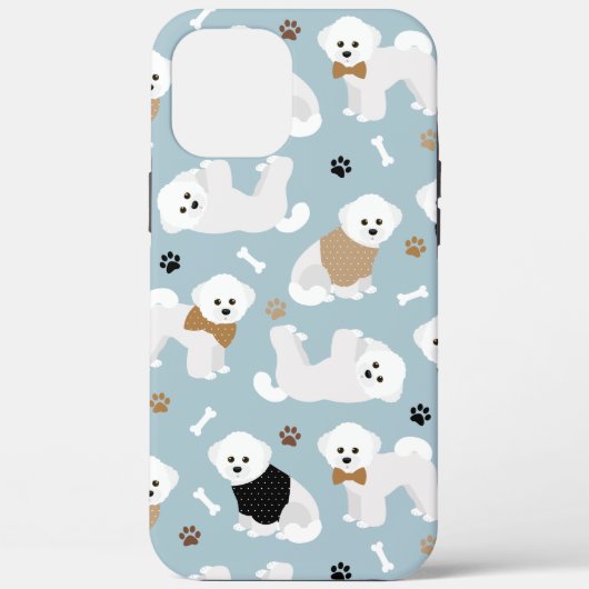 Bichon Frise Bones and Paws Blue Case-Mate iPhone Hülle (Rückseite)