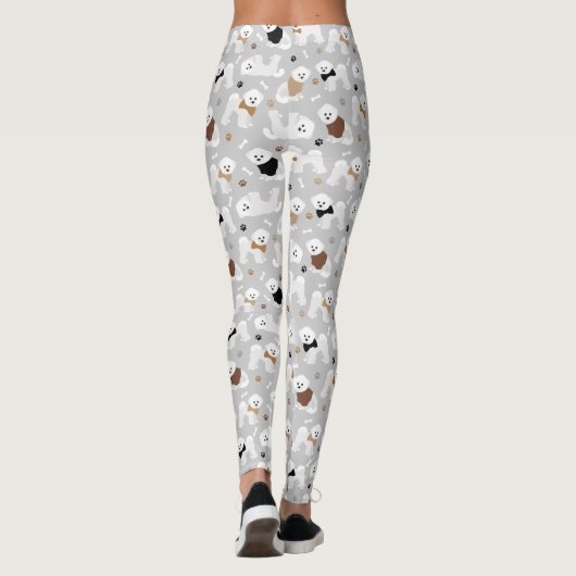 Bichon Frise Bones and Paws Gray Leggings (Rückseite)