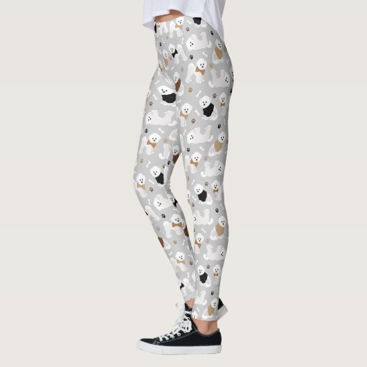 Bichon Frise Bones and Paws Gray Leggings (Links)