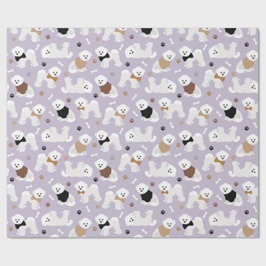 Bichon Frise Bones and Paws Lila Packpapier (Flach)