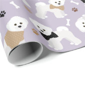 Bichon Frise Bones and Paws Lila Packpapier (Rolleneckpunkt)