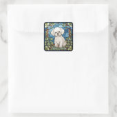 Bichon Frise Card Quadratischer Aufkleber (Tasche)