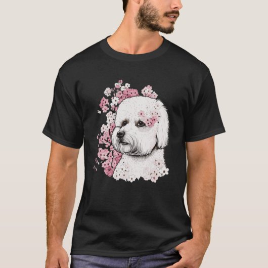 Bichon Frise Cherry Blossom Dog Breed Japanese Sak T-Shirt (Vorderseite)