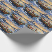 Bichon Frise Christmas Boat Holiday Geschenkpapier (Ecke)