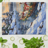 Bichon Frise Christmas Boat Holiday Geschirrtuch (Gefaltet)