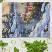 Bichon Frise Christmas Boat Holiday Geschirrtuch (Gefaltet)