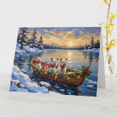 Bichon Frise Christmas Boat Holiday Karte (Gelbe Blume)