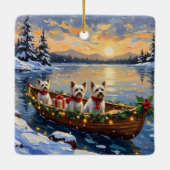 Bichon Frise Christmas Boat Holiday Keramikornament (Rückseite)
