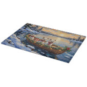 Bichon Frise Christmas Boat Holiday Schneidebrett (Ecke)