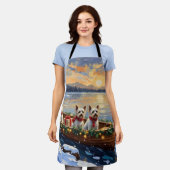 Bichon Frise Christmas Boat Holiday Schürze (Getragen)