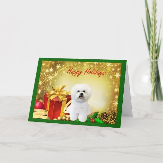 Bichon Frise Christmas Card Geschenke Feiertagskarte (Vorderseite)
