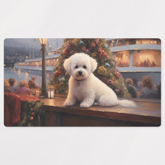 Bichon Frise Christmas Cruise: Pawsome Holiday Etiketten (Design 1)