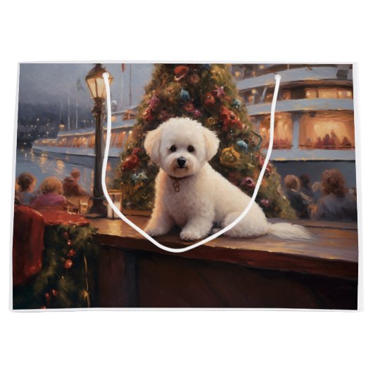 Bichon Frise Christmas Cruise: Pawsome Holiday Große Geschenktüte (Vorderseite)