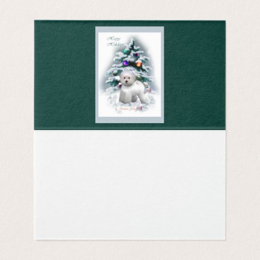 Bichon Frise Christmas Folded Card (Innenseite Aufgefaltet)