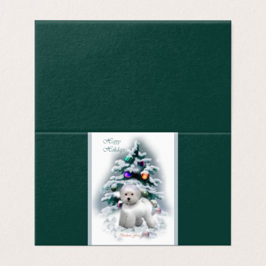 Bichon Frise Christmas Folded Card (Außenseite Aufgefaltet)