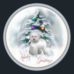 Bichon Frise Christmas Geschenke Runder Aufkleber<br><div class="desc">Ganz niedlich und bereit für den Urlaub! Viele tolle Weihnachtsgeschenke für den Bichon Frise Liebhaber. Alle unsere Produkte machen tolle Geschenke,  oder Leckerei selbst!</div>