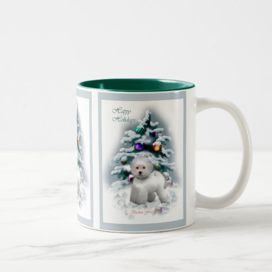 Bichon Frise Christmas Geschenke Zweifarbige Tasse (Rechts)