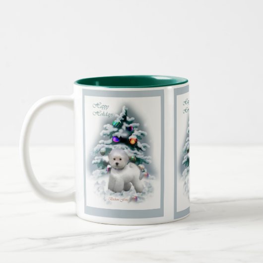 Bichon Frise Christmas Geschenke Zweifarbige Tasse (Links)