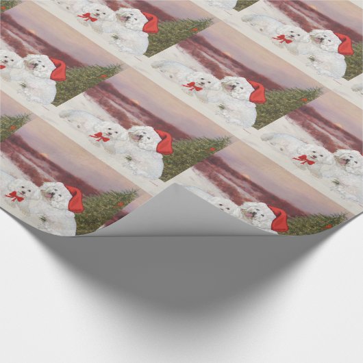 Bichon Frise Christmas Geschenkpapier (Ecke)