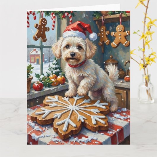 Bichon Frise Christmas Gingerbread Baking Holiday Karte (Gelbe Blume)
