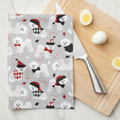 Bichon Frise Christmas Gray Geschirrtuch (Viertel Falte)