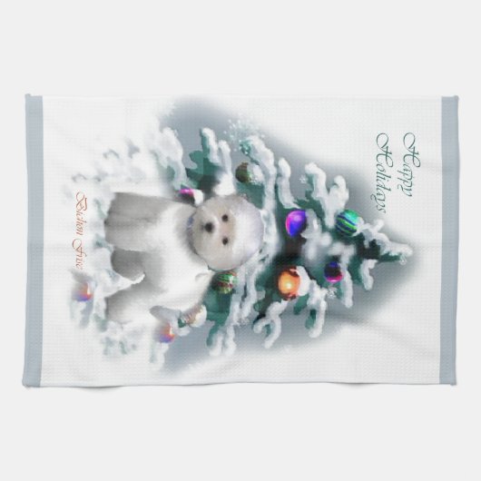 Bichon Frise Christmas Handtuch (Horizontal)