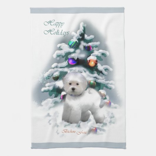 Bichon Frise Christmas Handtuch (Vertikal)