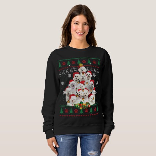 Bichon Frise Christmas Hund Lover Geschenk Ugly Sw Sweatshirt (Vorne ganz)