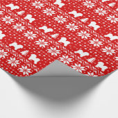 Bichon Frise Christmas Hunde Holiday Pattern Red Geschenkpapier (Ecke)