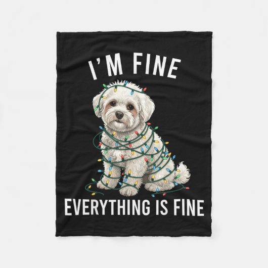 Bichon Frise Christmas I'm Fine Everything Is Fine Fleecedecke (Vorderseite)