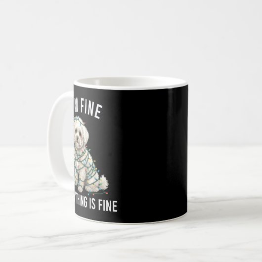 Bichon Frise Christmas I'm Fine Everything Is Fine Kaffeetasse (Vorderseite Links)