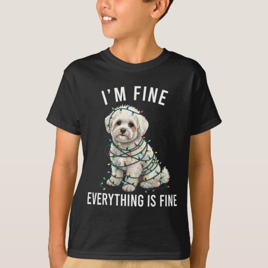 Bichon Frise Christmas I'm Fine Everything Is Fine T-Shirt (Vorderseite)