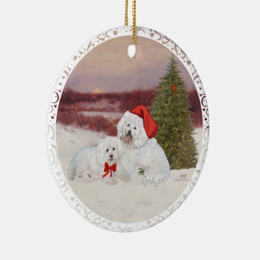 Bichon Frise Christmas Keramik Ornament (Rechts)