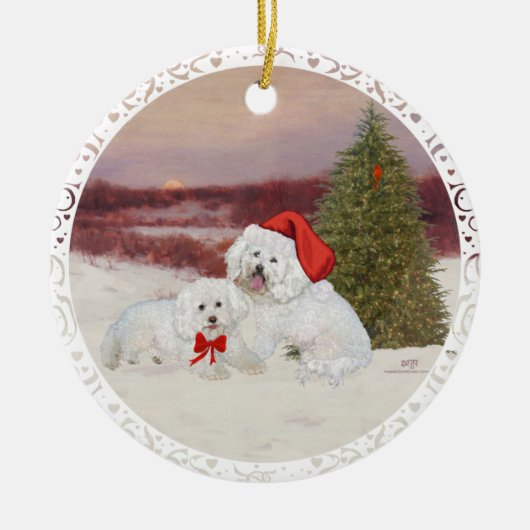 Bichon Frise Christmas Keramik Ornament (Vorne)